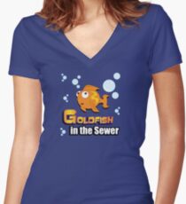 Limited Edition: Goldfish in the Sewer - fan products! Women's Fitted V-Neck T-Shirt