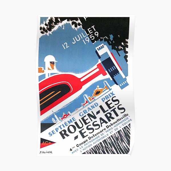 1959 Affiche du Grand Prix Automobile de Rouen Les Essarts Poster