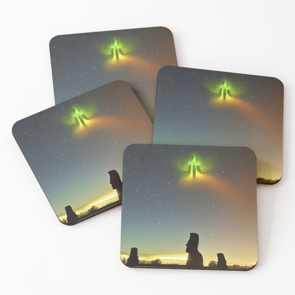 Item preview, UFO sighting next to the Moais Generated by Artificial Intelligence designed and sold by ElCondeSibarita.