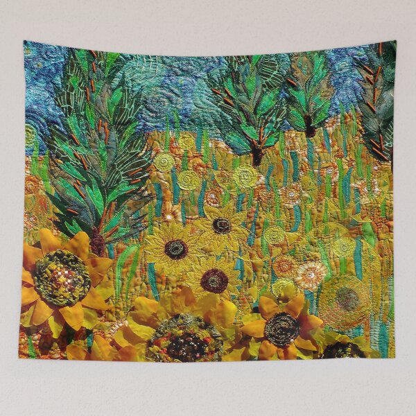 Item preview, Sunflowers. Vincent van Gogh inspired "Sunflowers and cypresses" designed and sold by NisaKiley.