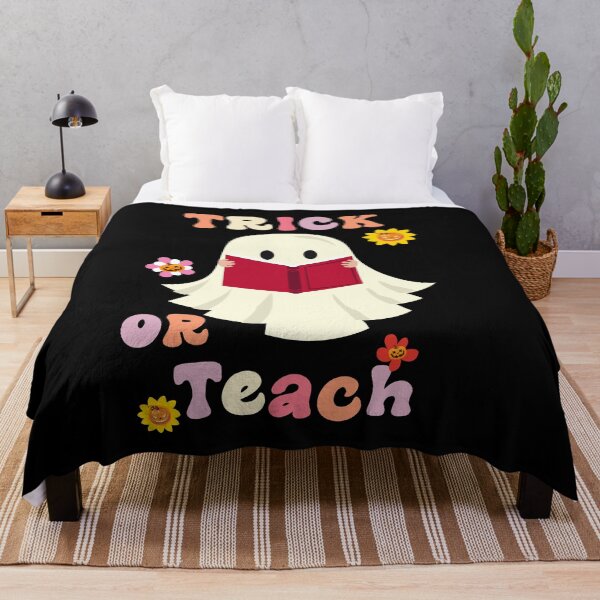 Item preview, Groovy Halloween Trick or Teach Retro Floral Ghost Teacher designed and sold by Micosmile.