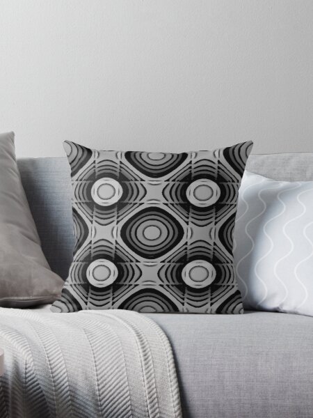 Item preview, RETRO BLACK WHITE AND GREY DAYZ PATTERN FOR FUNKY LIVING SPACES designed and sold by ozcushionstoo.