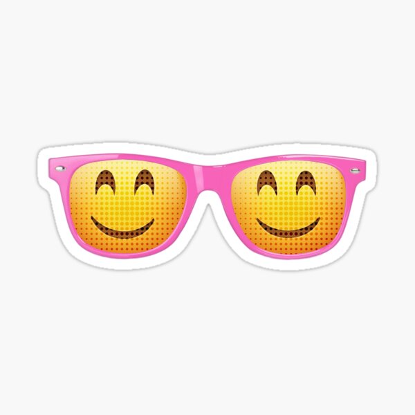 "Yellow face emoji smile Party Emoticon Rave retro sunglasses " Sticker