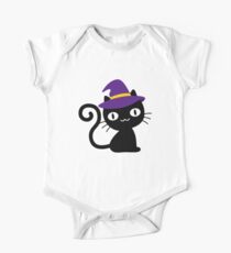Funny Black Cat Witch Hat Halloween Kitty Lover Tee One Piece - Short Sleeve