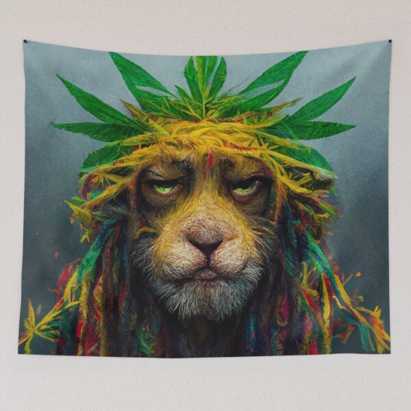Item preview, Rasta peaceful doped lion  designed and sold by WeirdStation.