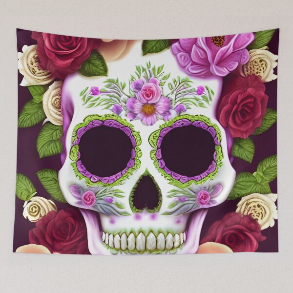 Item preview, Sugar Skull with rococo flowers designed and sold by philozei.