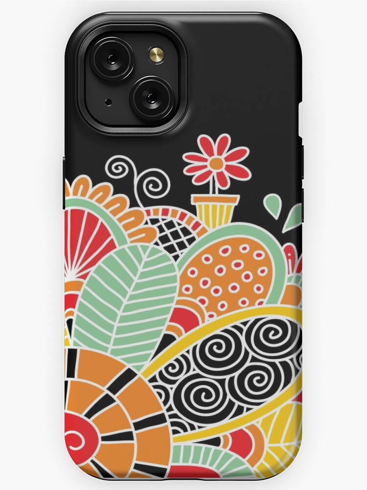 Thumbnail 1 of 4, iPhone Case, Cute Snail with Flowers & Swirls on Dark Background designed and sold by Glynnis Owen.