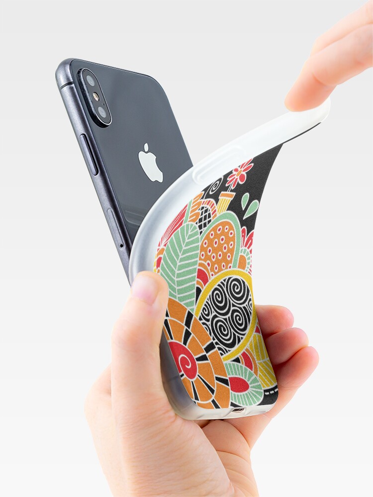 Alternate view of Cute Snail with Flowers & Swirls on Dark Background iPhone Case & Cover