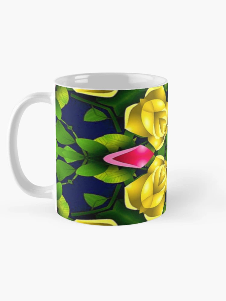 Thumbnail 5 of 6, Coffee Mug, Red Yellow Roses Pattern designed and sold by Patternflower.