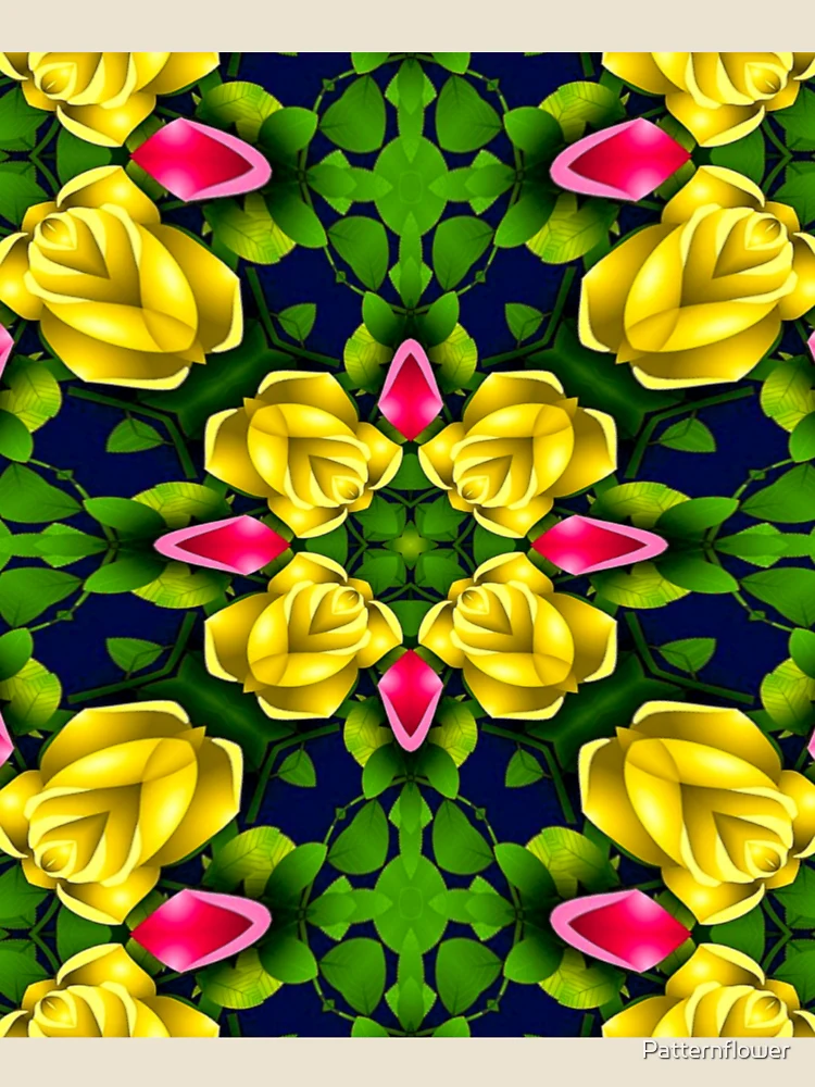 Thumbnail 4 of 4, Relaxed T-Shirt, Red Yellow Roses Pattern designed and sold by Patternflower.