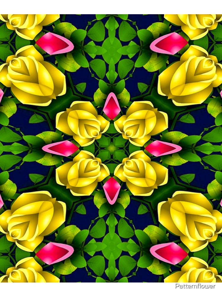 Thumbnail 7 of 7, Oversized T-Shirt, Red Yellow Roses Pattern designed and sold by Patternflower.