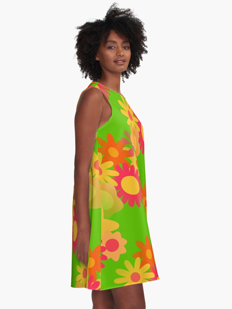 Alternate view of vintage groovy mod floral  A-Line Dress