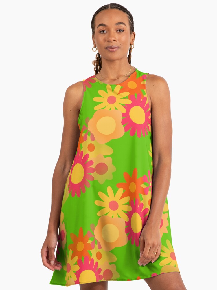 1960s vintage groovy mod floral " A-Line Dress for Sale by gossiprag |  Redbubble