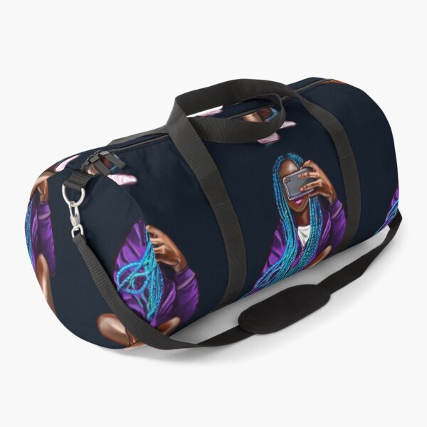 Item preview, Cool edgy girl with hair in blue braids and camera phone- black girl designed and sold by Artonmytee.