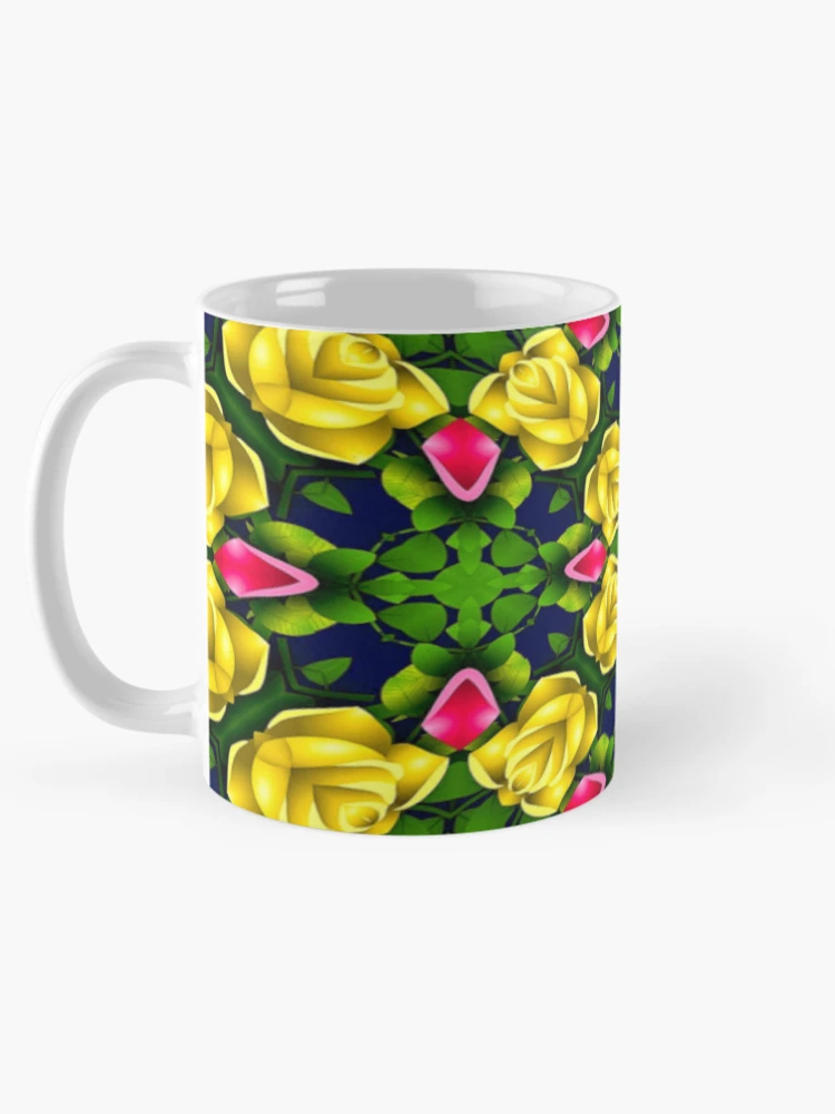 Thumbnail 5 of 6, Coffee Mug, Red Yellow Roses Pattern designed and sold by Patternflower.