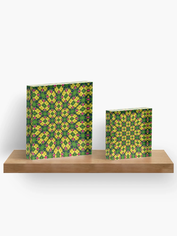 Thumbnail 3 of 5, Acrylic Block, Red Yellow Roses Pattern designed and sold by Patternflower.