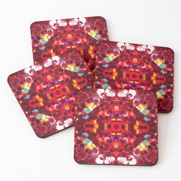 Item preview, Red abstract mosaic shiny faux glitter pattern Mandala (Photo of Glitter - Not Reflective)  designed and sold by PLdesign.