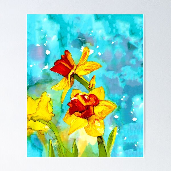 Item preview, Daffodils in spring - painting in alcohol inks designed and sold by kittyvdheuvel.