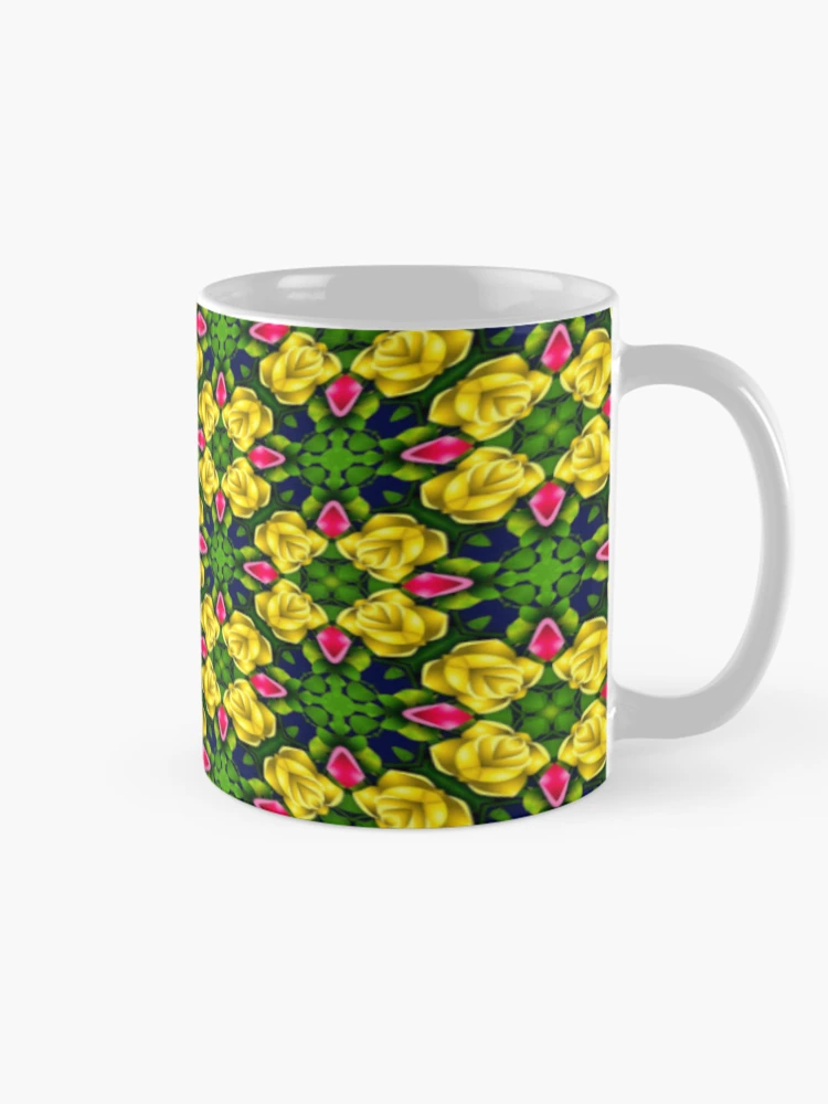 Thumbnail 3 of 6, Coffee Mug, Red Yellow Roses Pattern designed and sold by Patternflower.