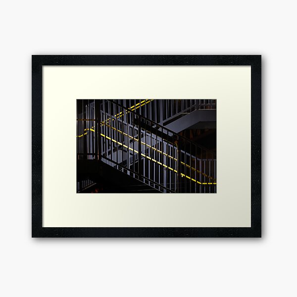 Dark And Yellow Stairway Framed Art Print