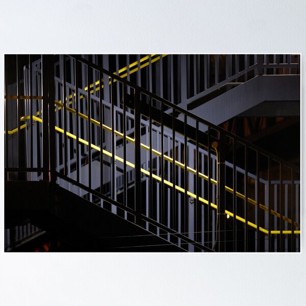Dark And Yellow Stairway Poster