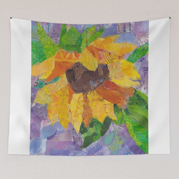 Item preview, Sunflower paper painting - mixed media collage designed and sold by kittyvdheuvel.