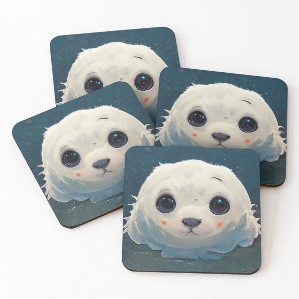 Item preview, Cute White Baby Seal Portrait Painting designed and sold by Pet Shelter.