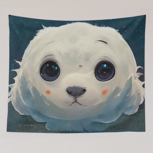 Item preview, Cute White Baby Seal Portrait Painting designed and sold by Pet Shelter.
