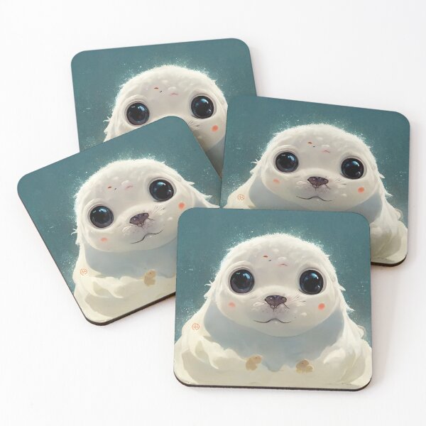 Item preview, Cute Baby Seal Portrait Painting. Marshmallow  Fluffy Baby Seal Art.  designed and sold by Pet Shelter.