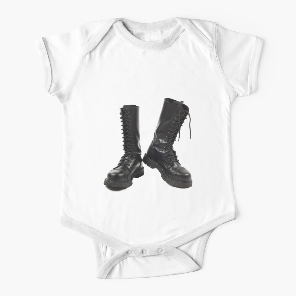 Pair Of Black Leather Bovver Boots Baby One Piece By Arlettacwalina Redbubble