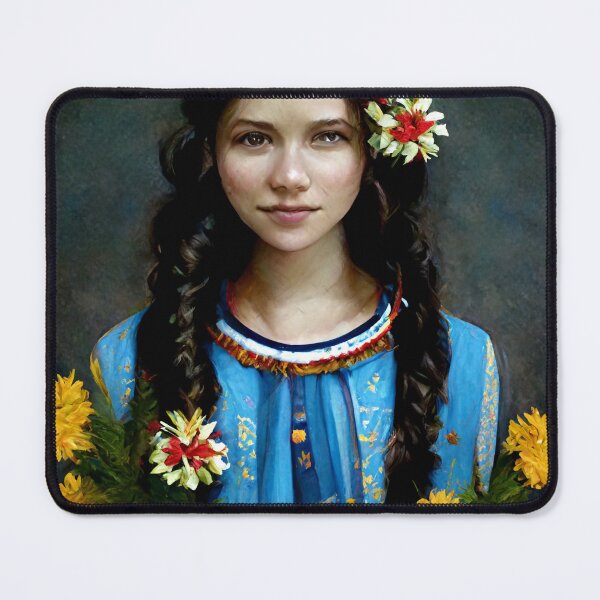 Item preview, Ukrainian girl with floral crown designed and sold by WeirdStation.