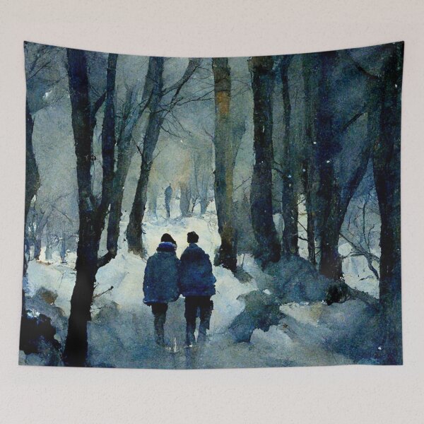 Item preview, Walking through snowed road in woods designed and sold by WeirdStation.
