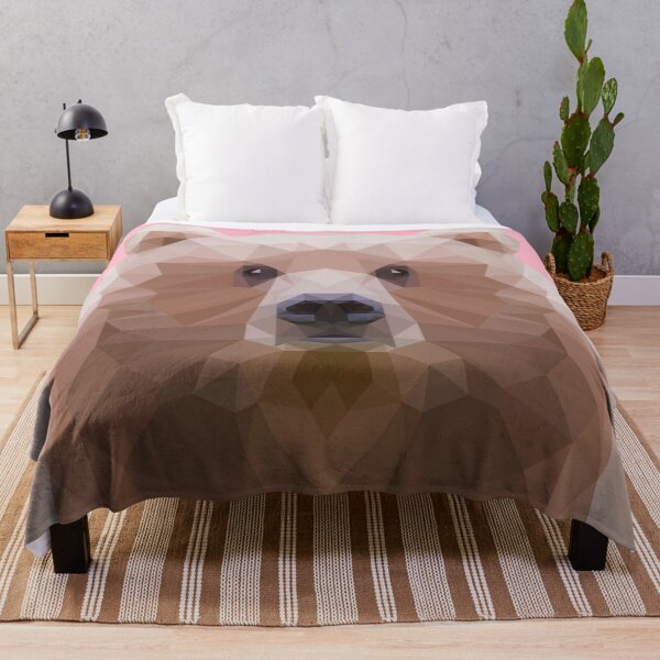 Item preview, Cute geometric bear on a pink background designed and sold by ajo-rb.