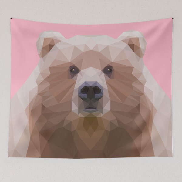 Item preview, Cute geometric bear on a pink background designed and sold by ajo-rb.