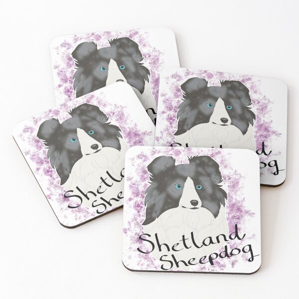 Item preview, Shetland Sheepdog - blue merle watercolour and breedname designed and sold by Cynthiaetal.