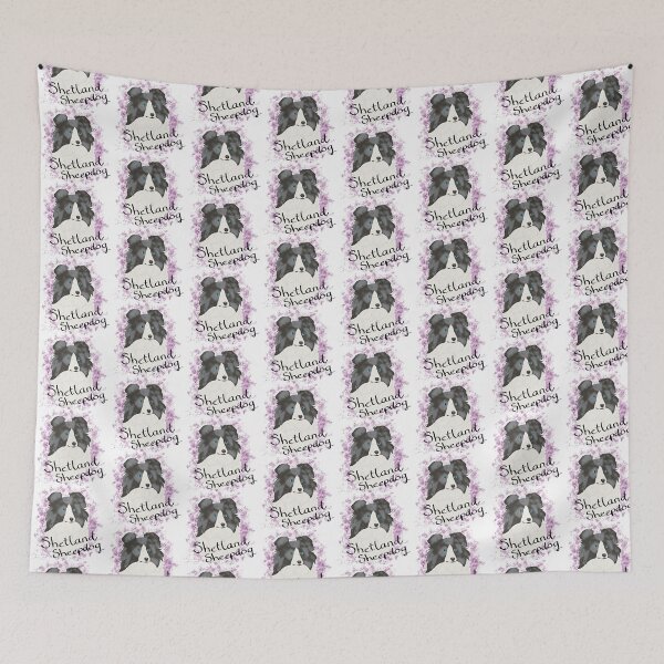 Item preview, Shetland Sheepdog - blue merle watercolour and breedname designed and sold by Cynthiaetal.