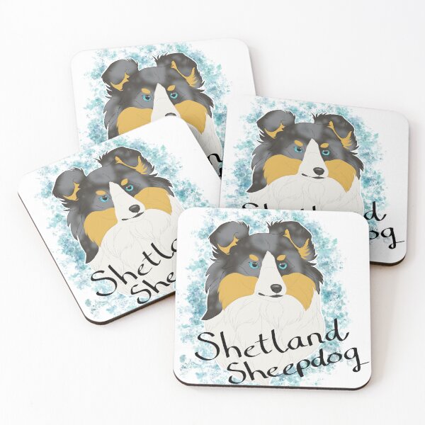 Item preview, Shetland Sheepdog - blue merle tricolour watercolour and breedname designed and sold by Cynthiaetal.