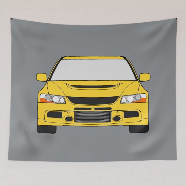 Artikelvorschau, Mitsubishi Lancer EVO IX löwenzahngelbe Farbe entworfen und verkauft von EdimDesign.