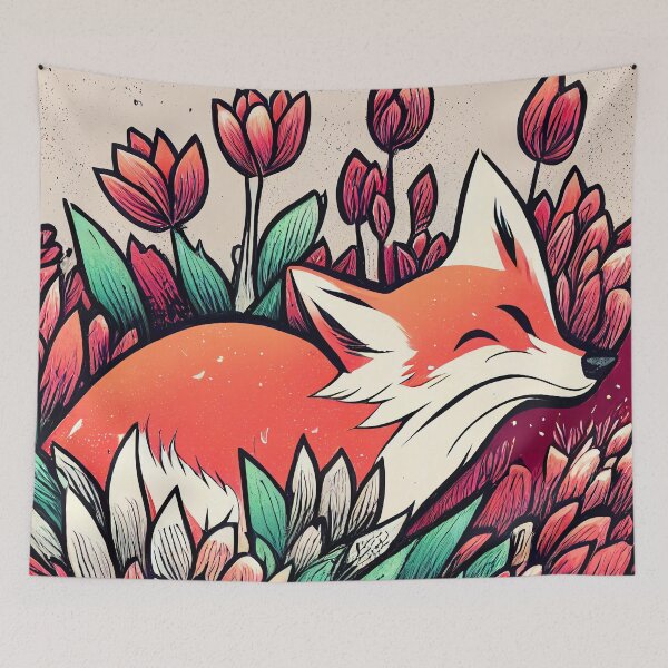 Item preview, fox & flowers designed and sold by MAV-Arts.