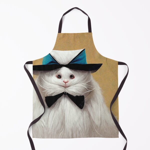 Item preview, White ragdoll cat wearing a tophat and a bow tie designed and sold by AmazinfArt.