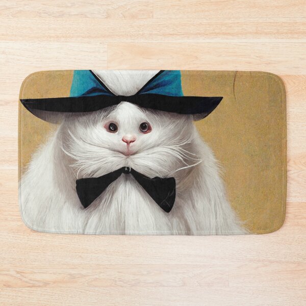Item preview, White ragdoll cat wearing a tophat and a bow tie designed and sold by AmazinfArt.
