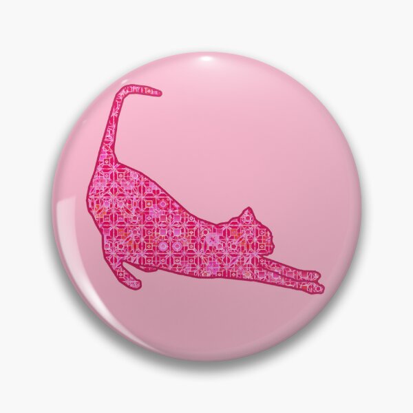Item preview, Stretching Cat Silhouette in Fuchsia Pink Batik  designed and sold by Marymarice.