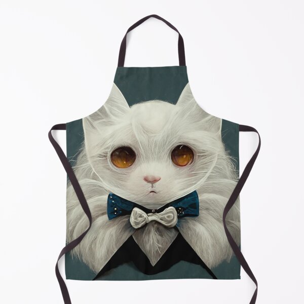 Item preview, White ragdoll cat wearing a tophat and a blue and white bow tie designed and sold by AmazinfArt.