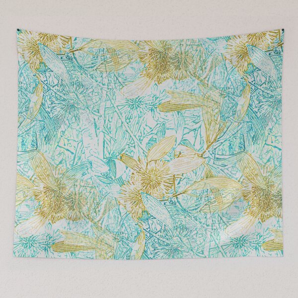 Item preview, Hakea, Yellow Ochre and Aqua Blue designed and sold by TripodDogShop.