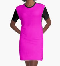 Bright Neon Fluorescent Pink | Solid Colour Graphic T-Shirt Dress