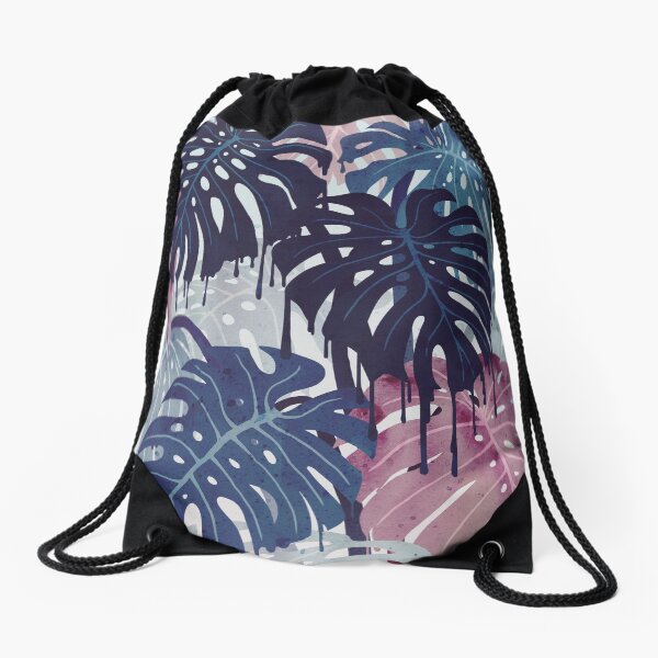 Monstera Melt Drawstring Bag
