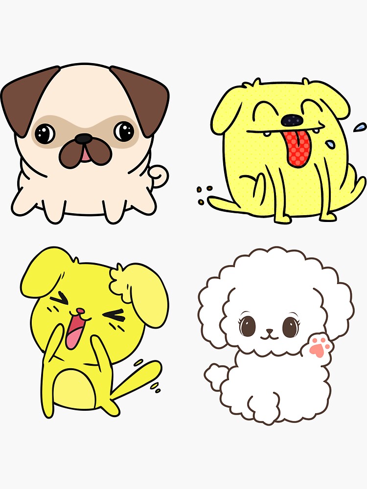 "Dog Pack Cute Kawaii Cartoon" Sticker for Sale by sweary12 Redbubble
