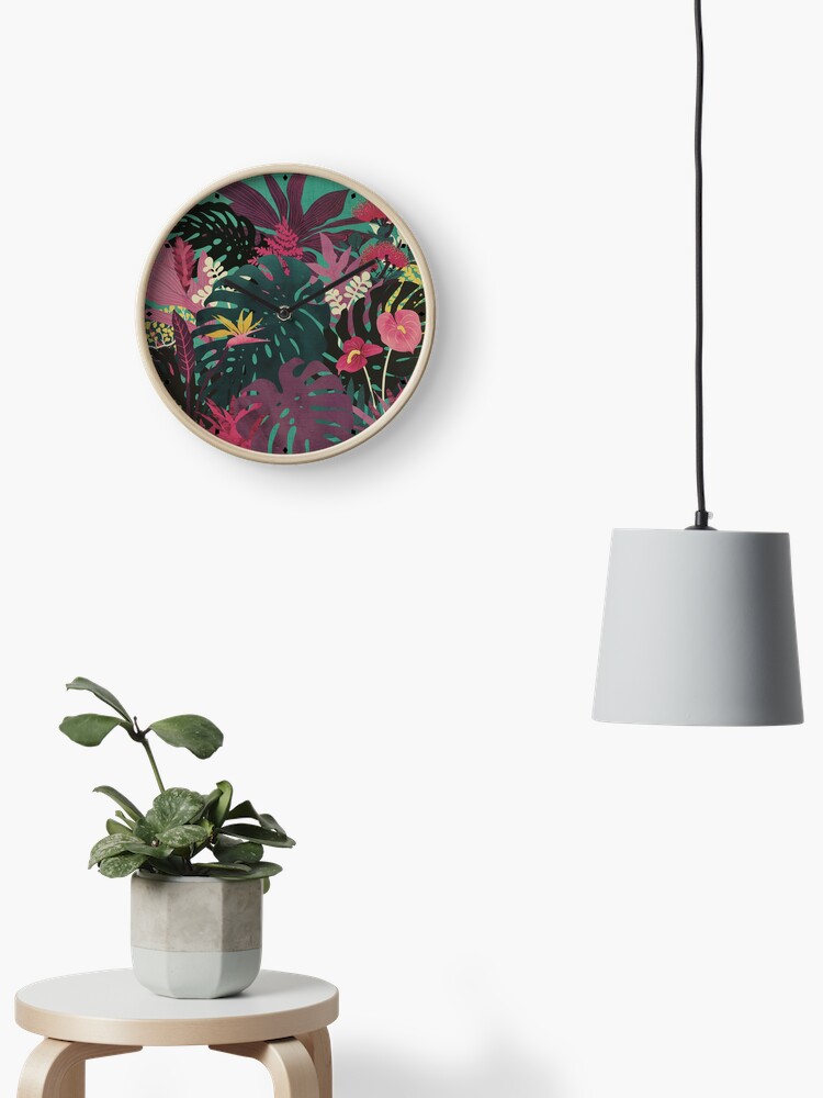 Thumbnail 2 of 4, Clock, Tropical Tendencies designed and sold by littleclyde.