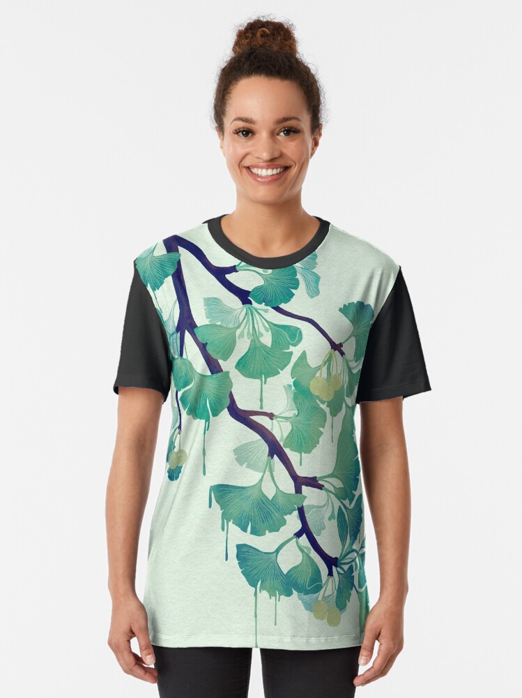 Alternate view of O Ginkgo (in Green) Graphic T-Shirt
