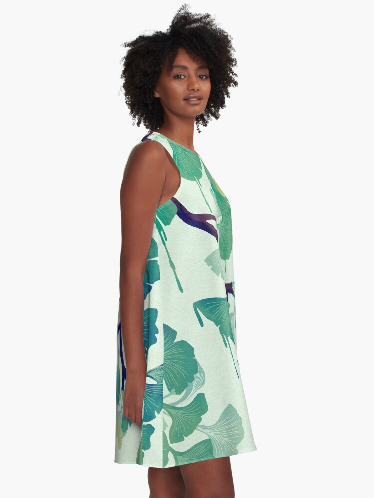 Alternate view of O Ginkgo (in Green) A-Line Dress